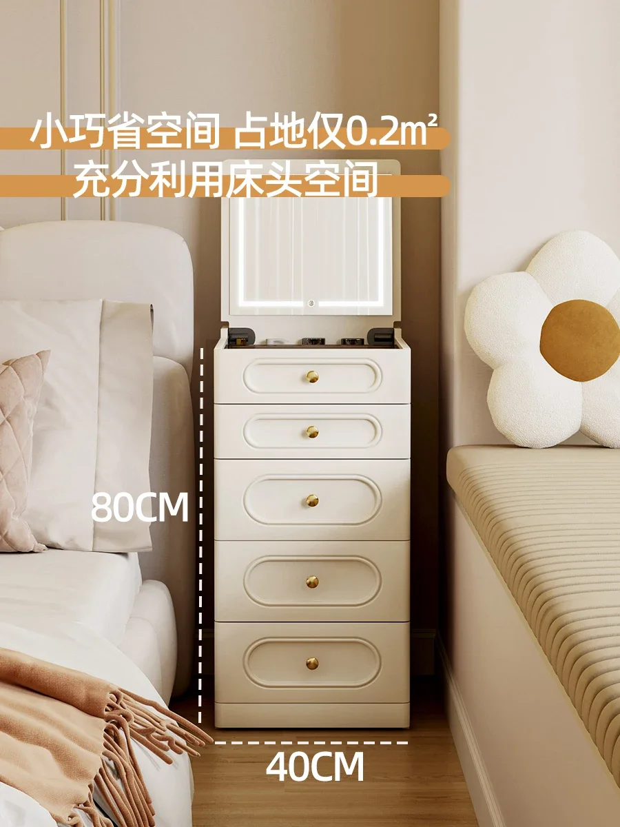 Cream wind flip dresser small 40 cm bedroom bedside line ultra-narrow makeup table bedside table integrated