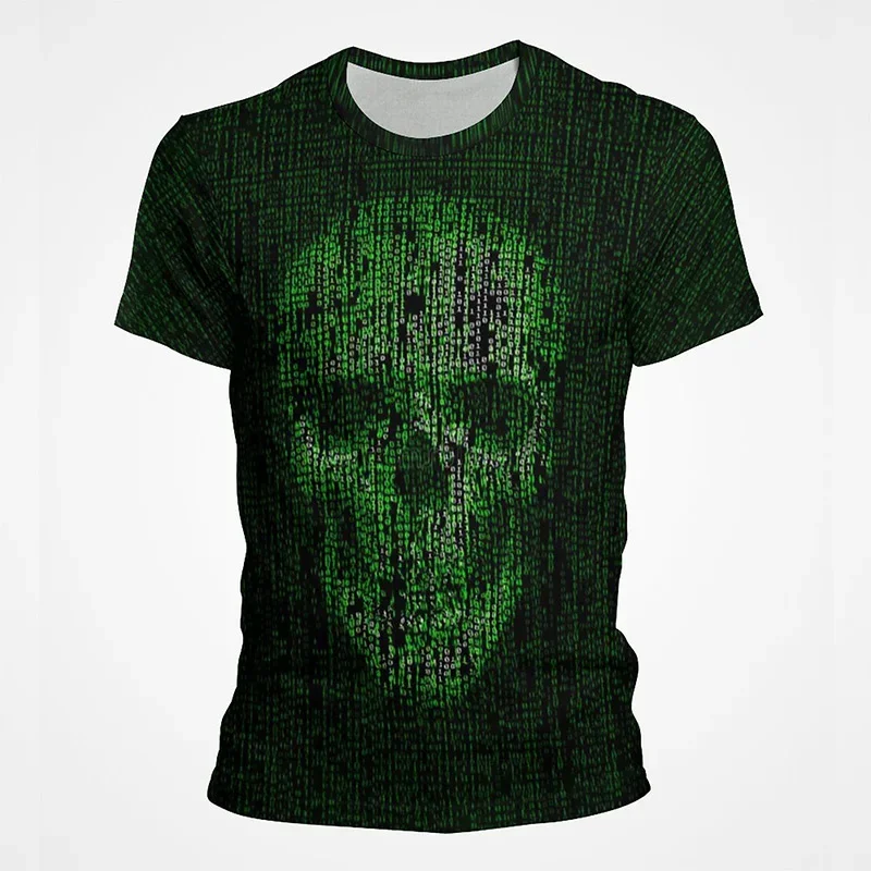 Summer 3D Printed T-shirt Green Matrix Code T Shirt Men Women Fashion Short Sleeve Tee Harajuku Cool Treetwear Casual Tops