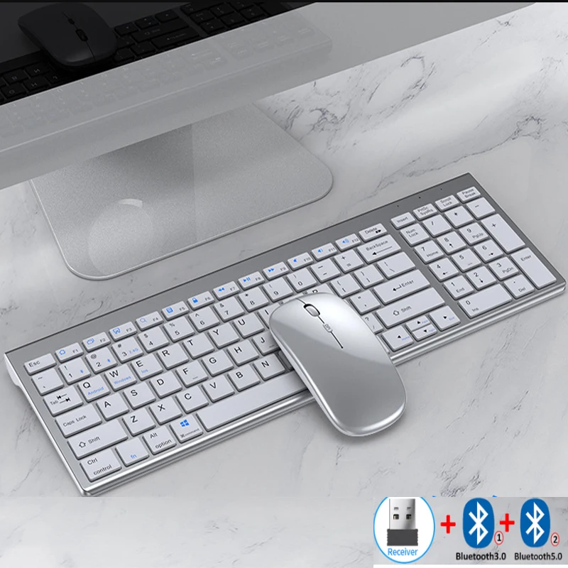 

Rechargeable Bluetooth Keyboard and Mouse Set for Laptop Computer 2.4G USB dual mode Wireless Keyboard and Mouse Comb
