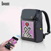 Pixoo M Backpack portable Men 15 Inch Waterproof Backpack Laptop Bag Daypack with16 x 16RGB LED Screen Travel black