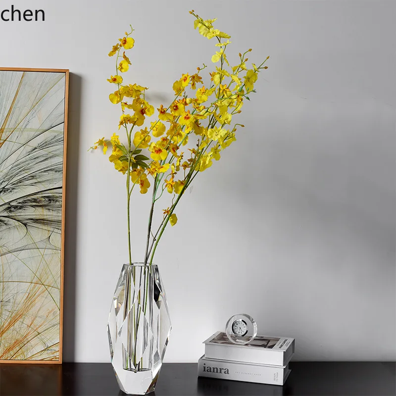 ZML Transparent Vase Triangular Diamond-Shaped Vase Home Living Room Decorative Ornament