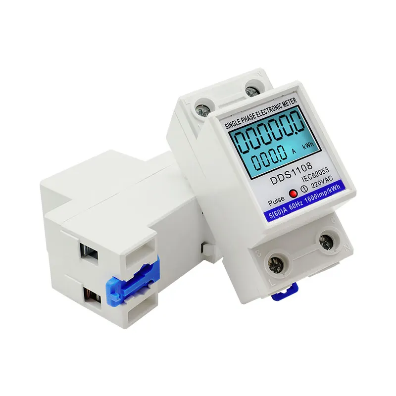 Single Phase LCD Digital Electric Energy Meter DDS1108 With Or Without Backlight KWH V A W Wattmeter AC 230V 50/60Hz