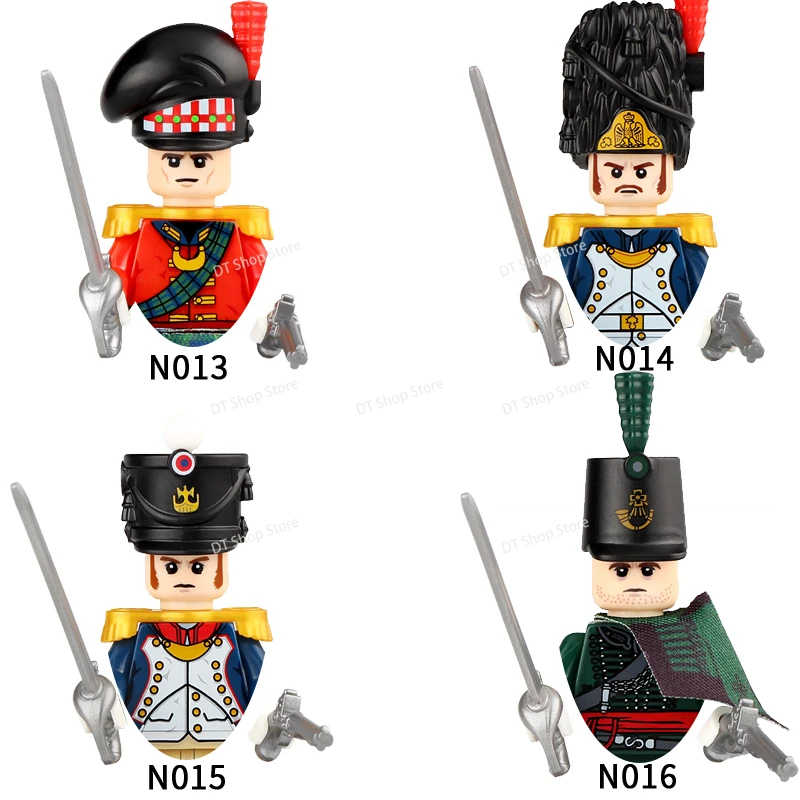 Napoleonic Wars Military Soldiers Building Blocks action Figures French British Fusilier Rifles Weapons Toys For Kids N001-048