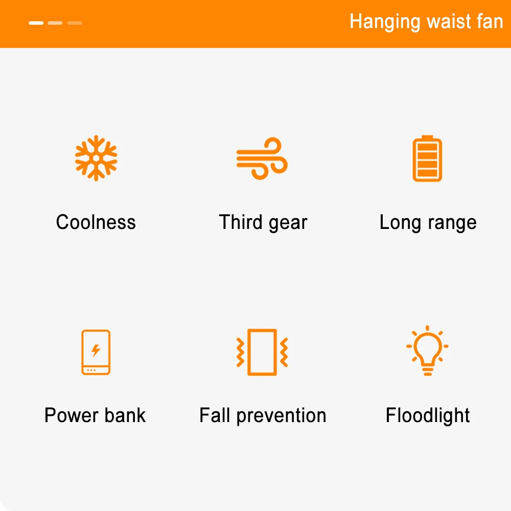 Taillenventilator, 5000 mAh, wiederaufladbar, tragbar, blattloser Klimaanlagenventilator, Outdoor-Sport, Taillenclip-Ventilator mit Powerbank-Taschenlampe – Detail 2