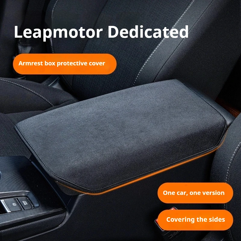 For Leapmotor B10 Center Console Cover Armrest Box Protector Pad Black Suede Interior Accessories