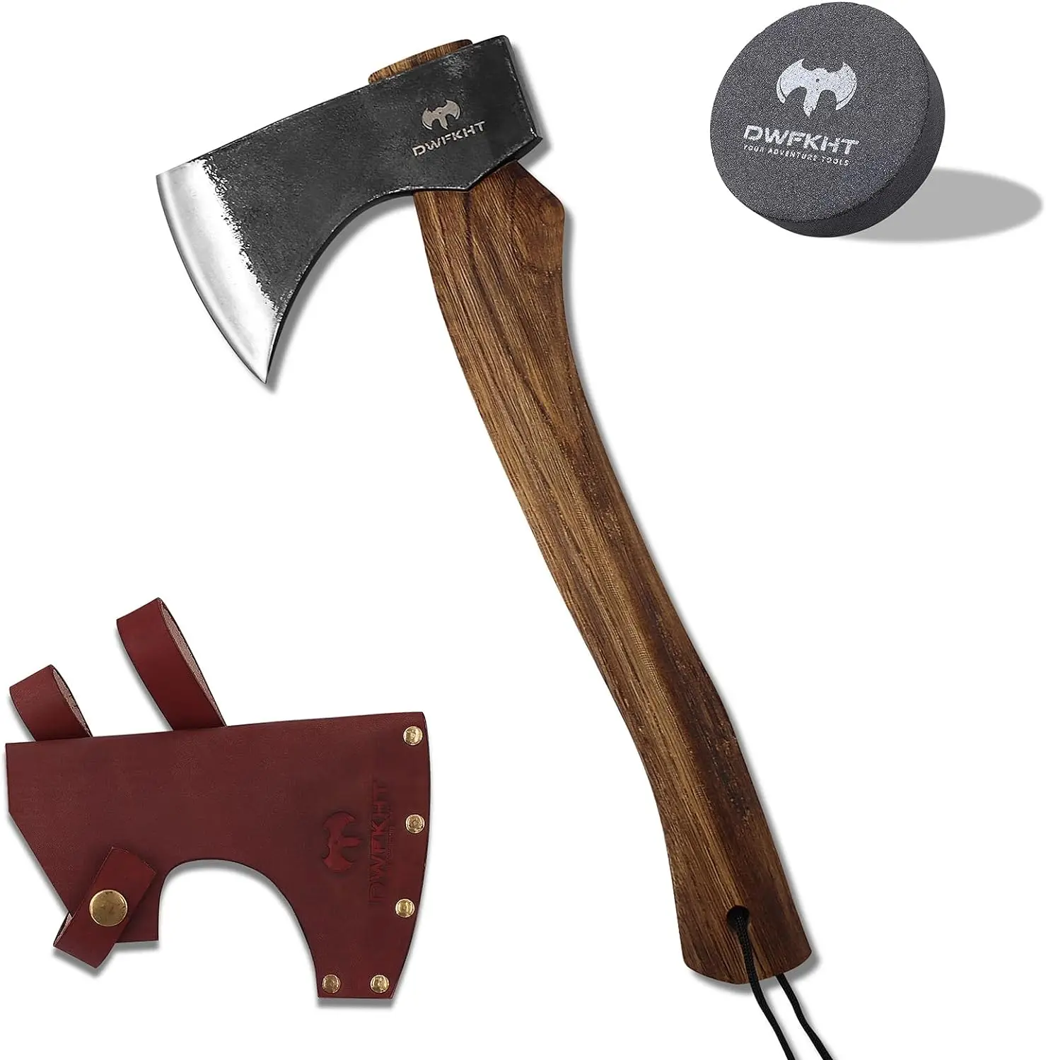 

15.7" Hatchet Axe, Camping Hatchet, Hand-Forged Axe with Sheath for Wood Chopping, Splitting, and Carving, Bushcraft Axe wit