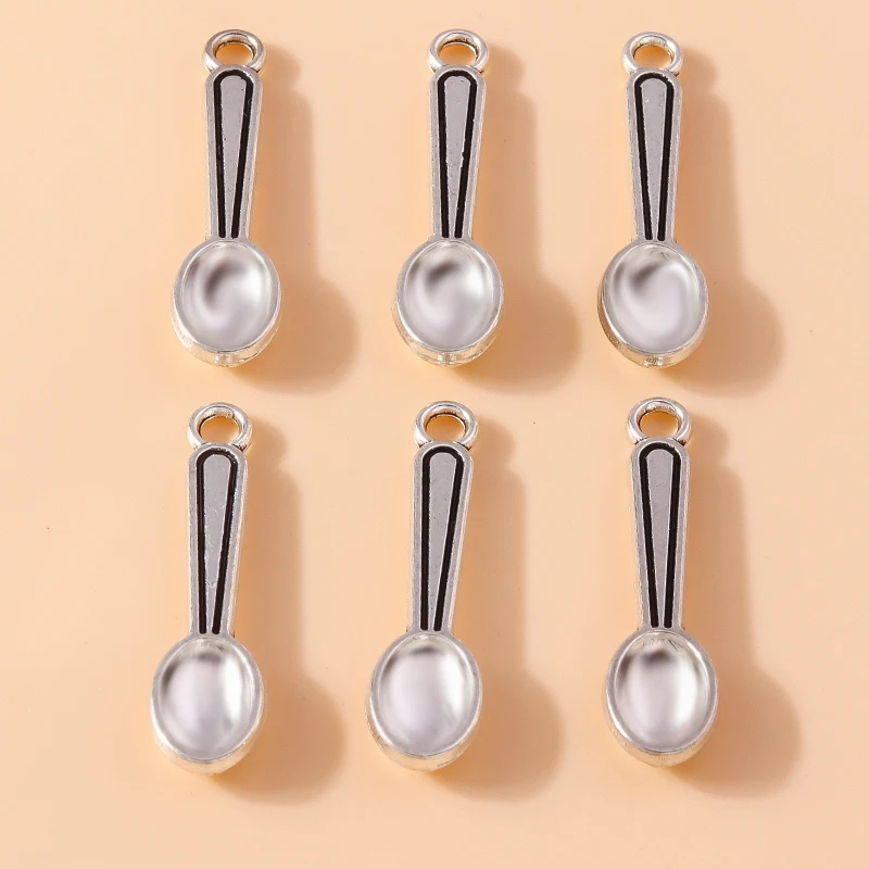 20pcs 7x29mm Cute Alloy Spoon Charms Pendants for Jewelry Making Drop Earrings Necklaces Bracelets Accessories DIY Crafts Gifts