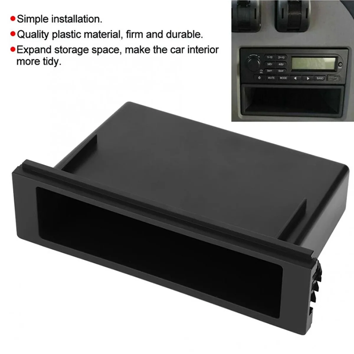 

B07A-Universal Car Double 1 Din Dash Cup Holder Storage Box Plastic for Stereo Radio