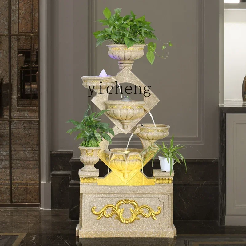 L14-  European-style flowing water makes money ornament feng shui ball fountain fish pond water feature living room decoration