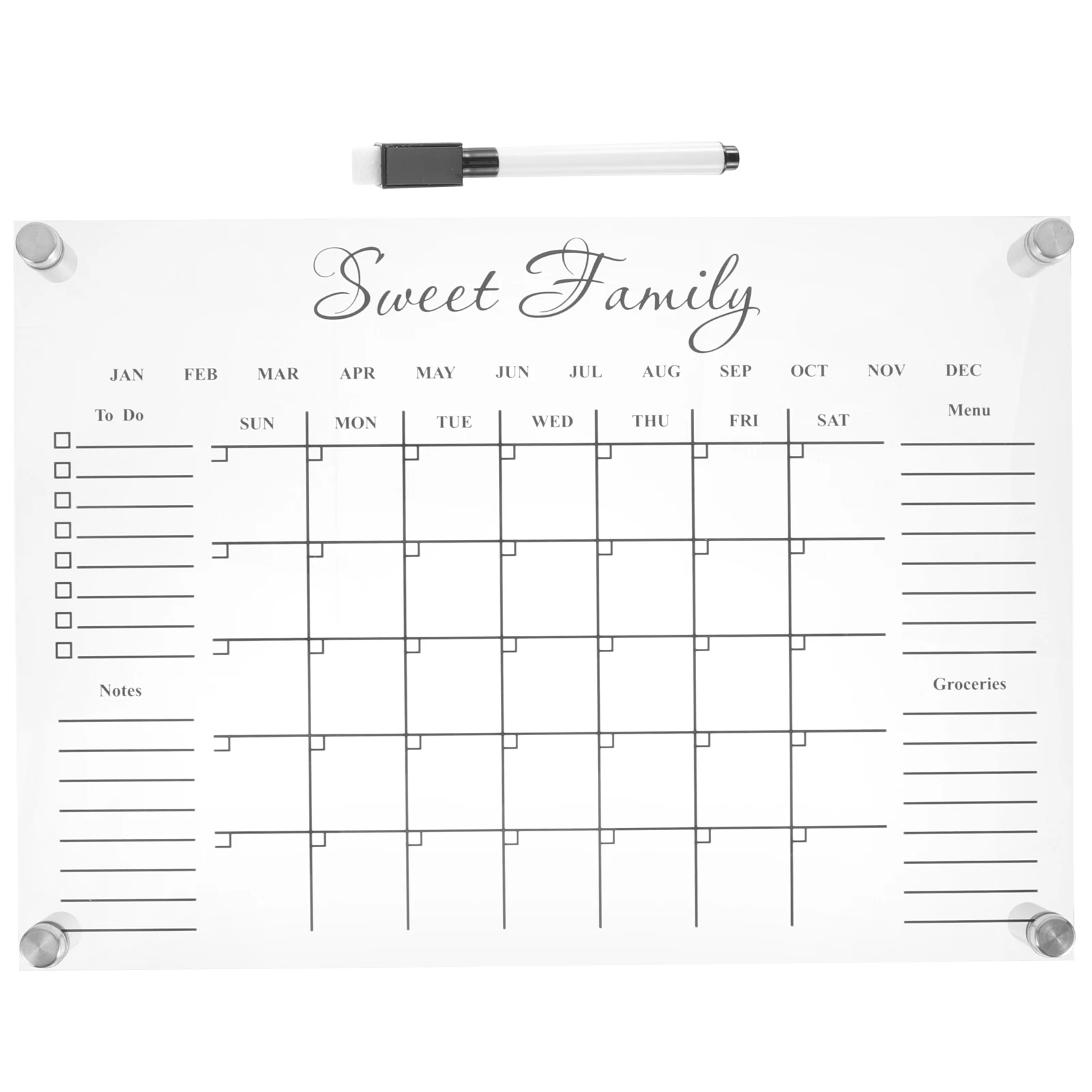 1Set Safe Acrylic Message Board Wall Mounted Calendar Planner Home Office Decoration Acrylic Memo Board