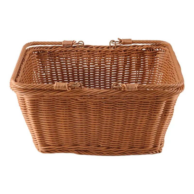 

A01F-Durable Artificial Rattan Handmade Portable Picnic Basket Rattan Woven Supermarket Shopping Basket Rattan Basket