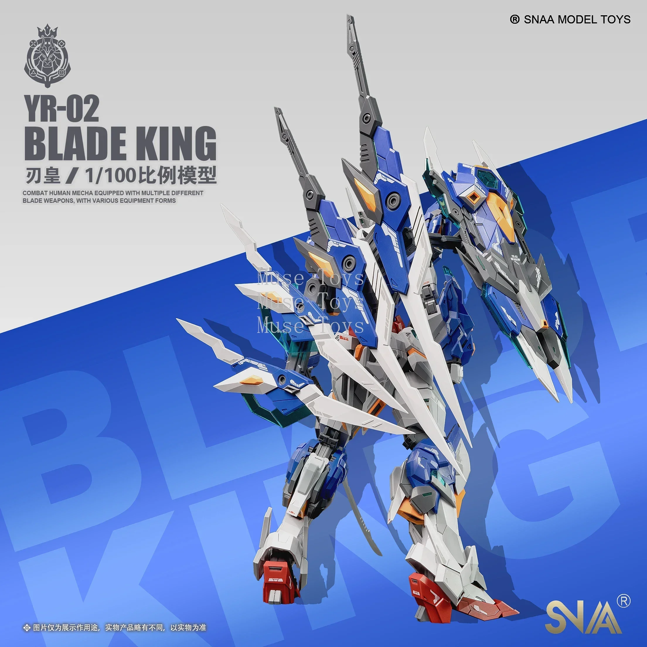 Snaa Model Mg 1/100 Yr-02 Blade King Assemblagemodel Beweegbare gewrichten Hoge kwaliteit Collectible Robot Kits Modellen Kids Gift