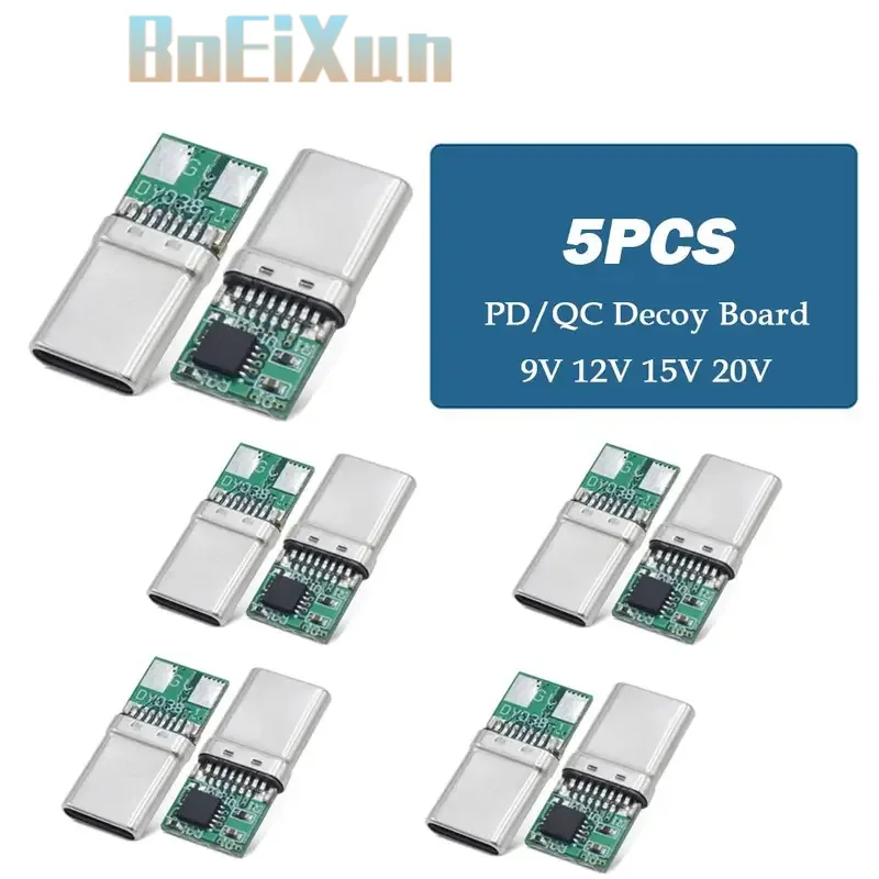 5/10pcs Fast Charge PD/QC Decoy Board 9V 12V 15V 20V PD Decoy module Trigger Cable USB Type-C Male Plug QC4 Charge Connector