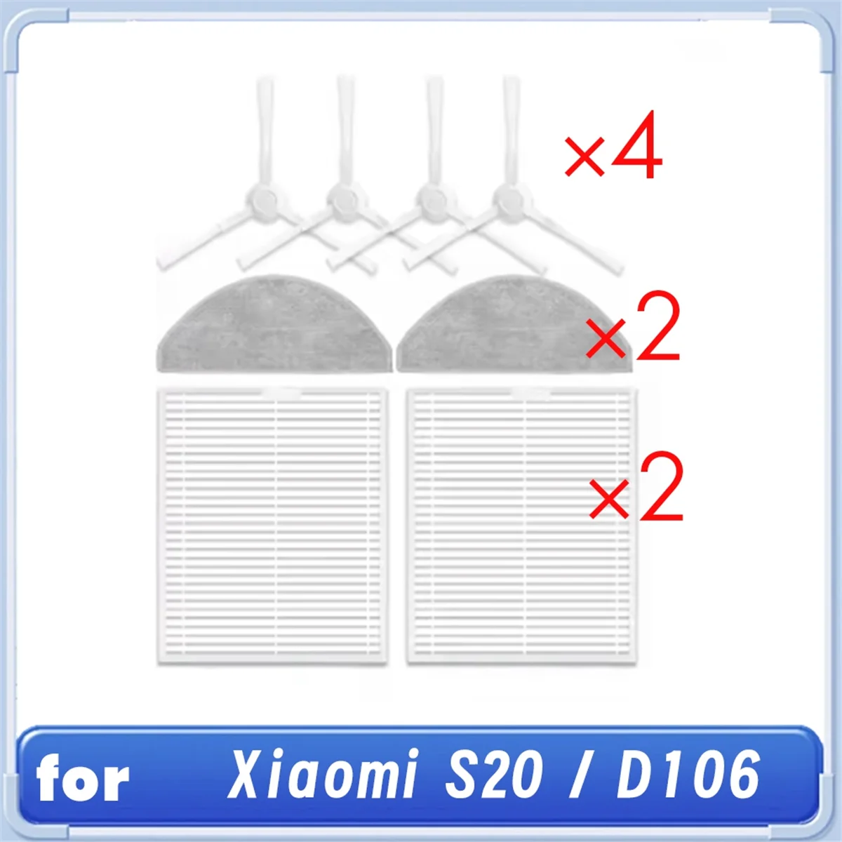 Kit de nettoyage pour aspirateur Robot Xiaomi S20 / D106, accessoires, brosse latérale principale, filtre de chiffon, 8 pièces