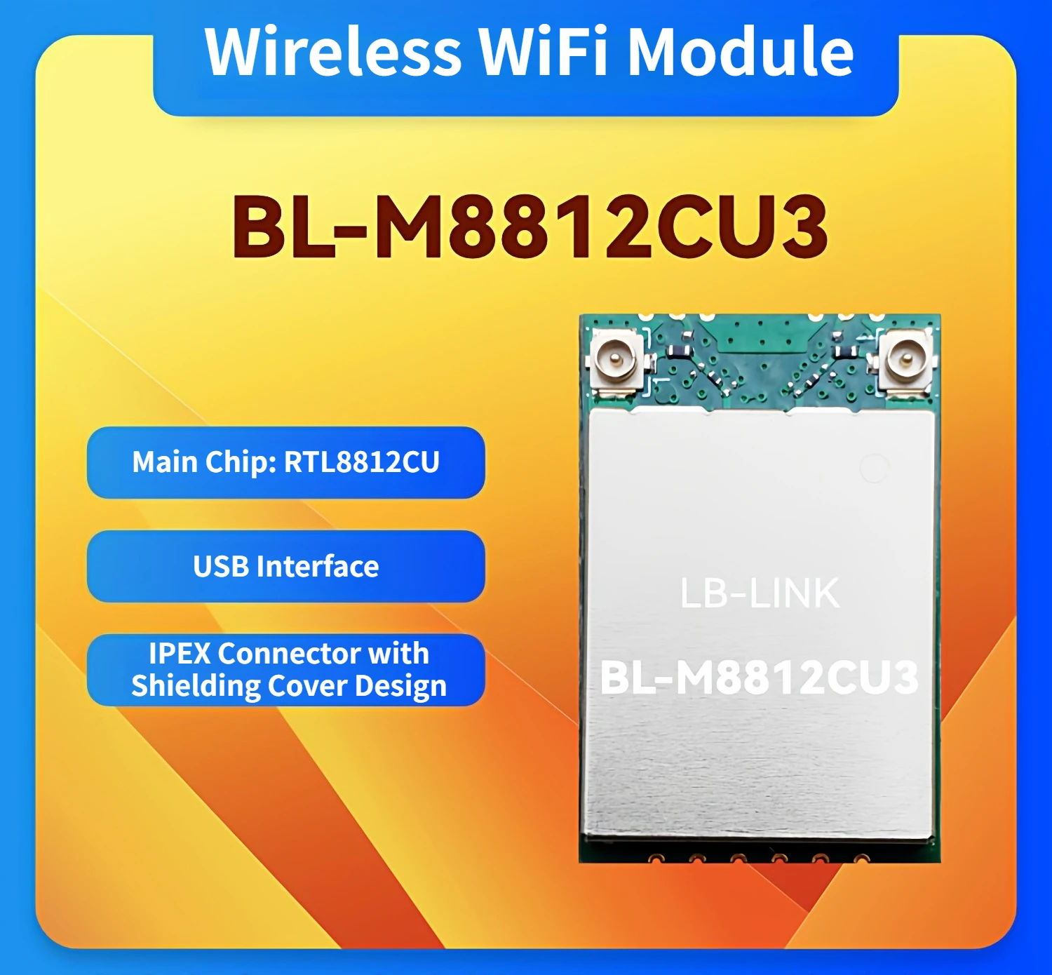 

High Power 5G Dual-Band AC Wireless WiFi Module BL-M8812CU3 Realtek RTL8812CU for Drone FPV Video Transmission