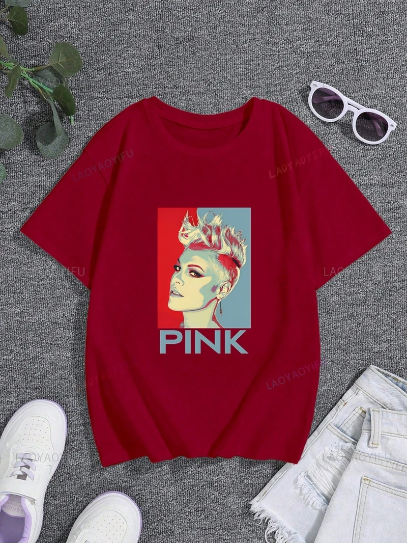 Berühmter Sänger P! Nk Classic Poster Print Damenmode-Shirt, Alltagssual Street Wear, neues Damen-Top-Baumwoll-T-Shirt