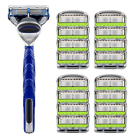 NEW Green Manual Razor For Men Five Layers Blades Men Shaving Stainless Steel Blades Suit For Fusion5