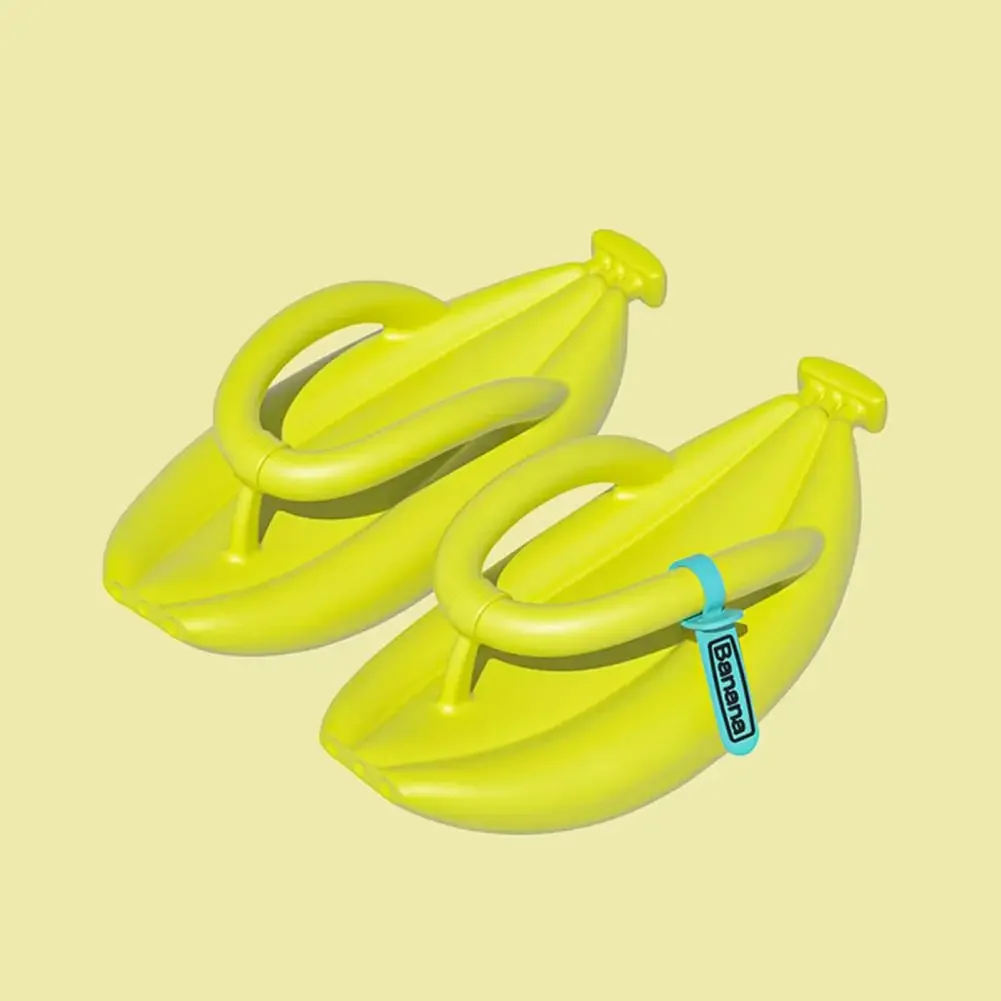 1 Paar Sommer-Hausschuhe, Cartoon, rutschfest, Stoßdämpfung, dicke Sohle, zum Gehen, weich, für Zuhause, Paar, lustige Bananen-Flip-Flops – Detail 15