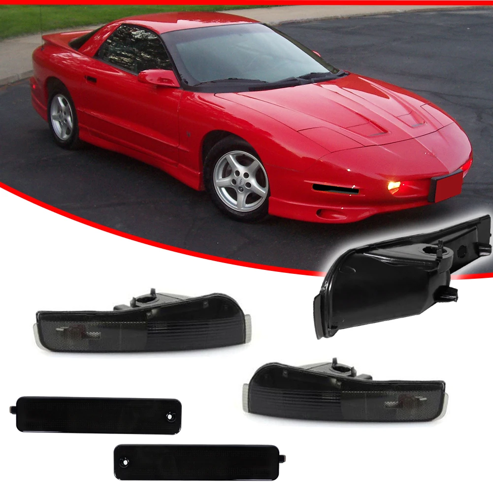 Gtinthebox Front Bumper Turn Signal Light & Rear Fender Side Marker Light Housing Shells For 1993-1997 Pontiac Firebird Trans Am