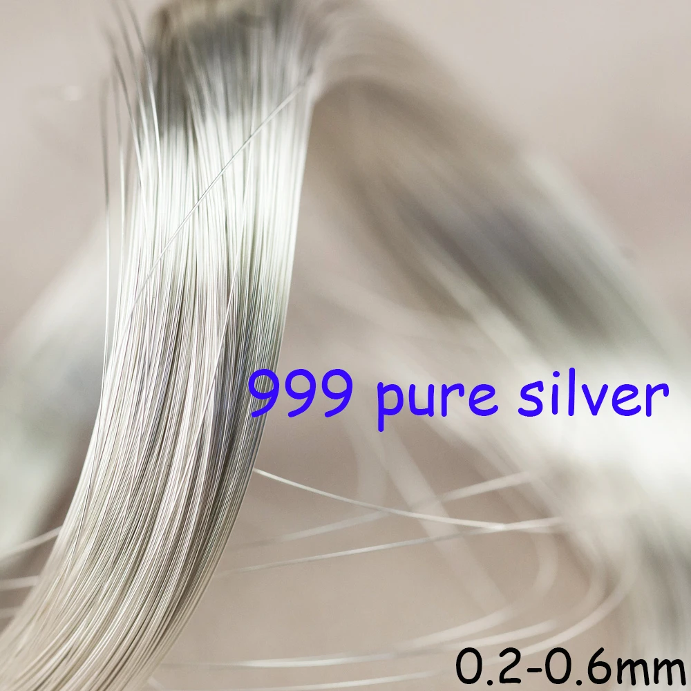 S9999 srebrny drut DIY ręcznie wykonane akcesoria uzwojenia drut Sterling jedwab 1 M litego 999 Sterling Silver drutu