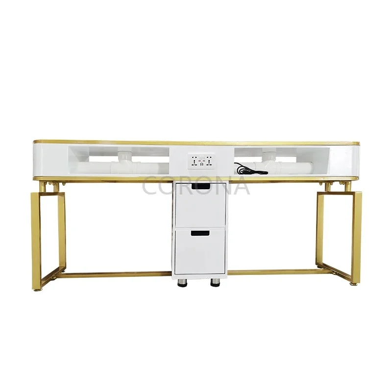 Professional Beauty Salon Furniture Modern Double Nail Tech Table Manicure