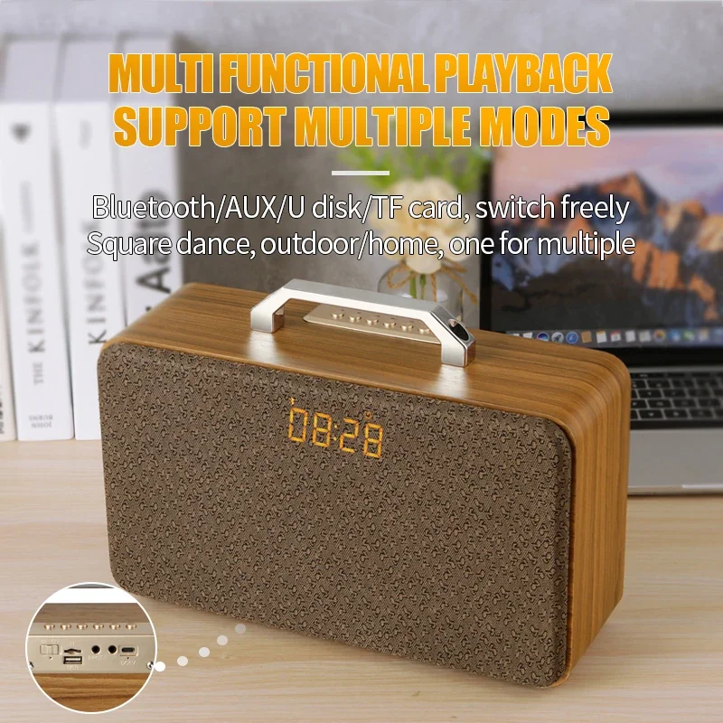 M300 40 watts retro ao ar livre portátil sem fio alto-falantes de madeira pesado subwoofer 3d estéreo sistema de cinema em casa alto-falante dente azul