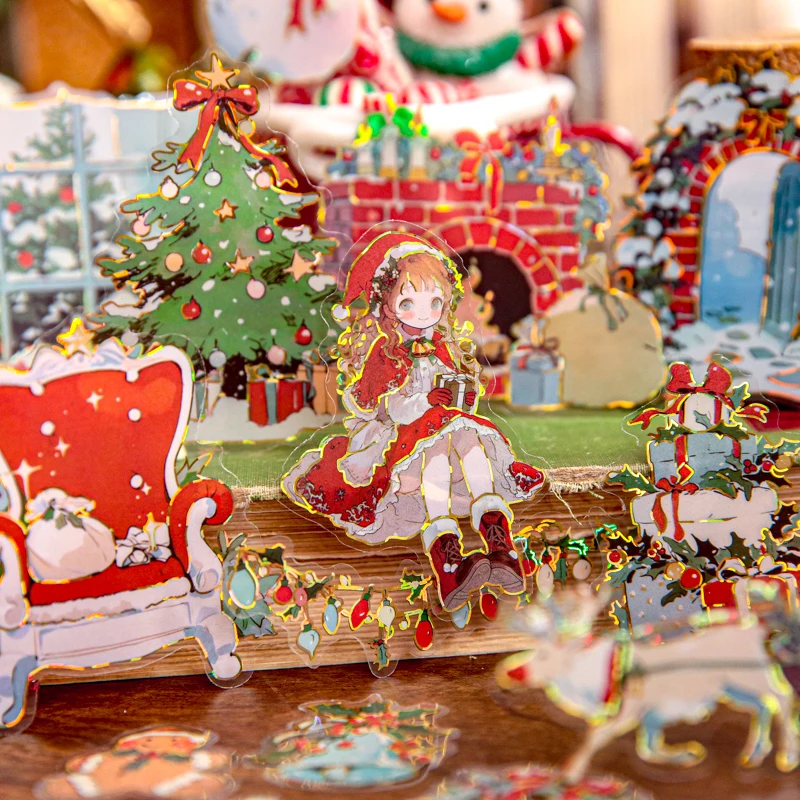 

15/60 шт., милые праздничные украшения, набор наклеек, сделай сам, мусорный журнал, украшение для скрапбукинга, альбом, наклейки для дневника, канцелярские принадлежности