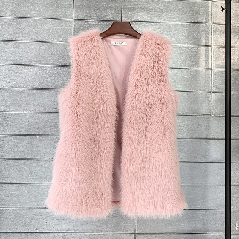 European and American Faux Tuscany Fox Fur Winter Mid Length Faux Fur Vest Warm Women's Vest Coat