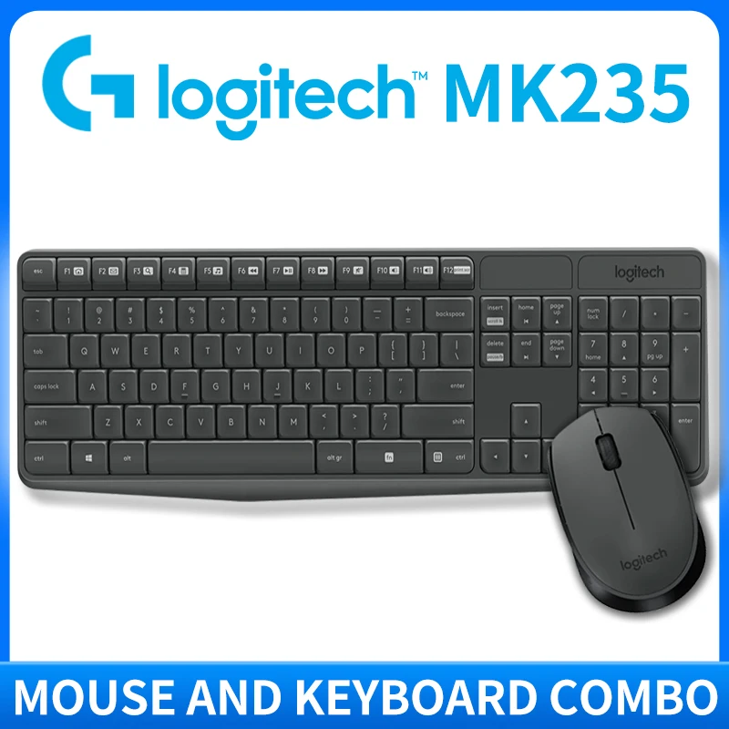 

Logitech MK235 Wireless Keyboard and Mouse Set for Desktop and Laptop Computers, Ideal for Typing, Office, Business, and Home Us