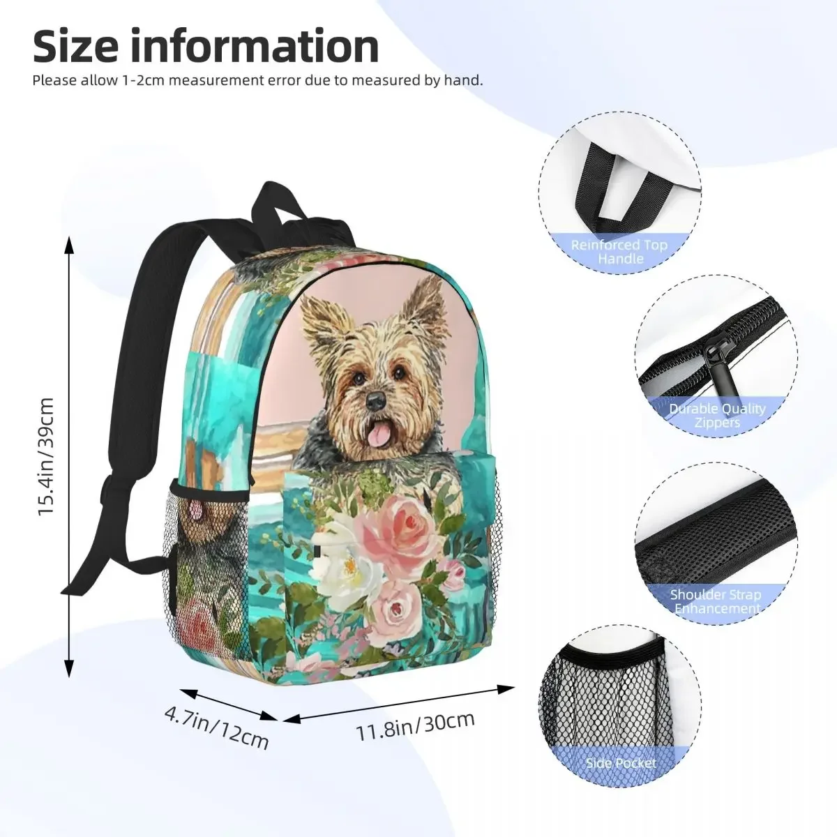 Yorkie Terrier And A Vintage Truck Backpacks Boys Girls Bookbag Children School Bags Travel Rucksack Shoulder Bag Large Capacity