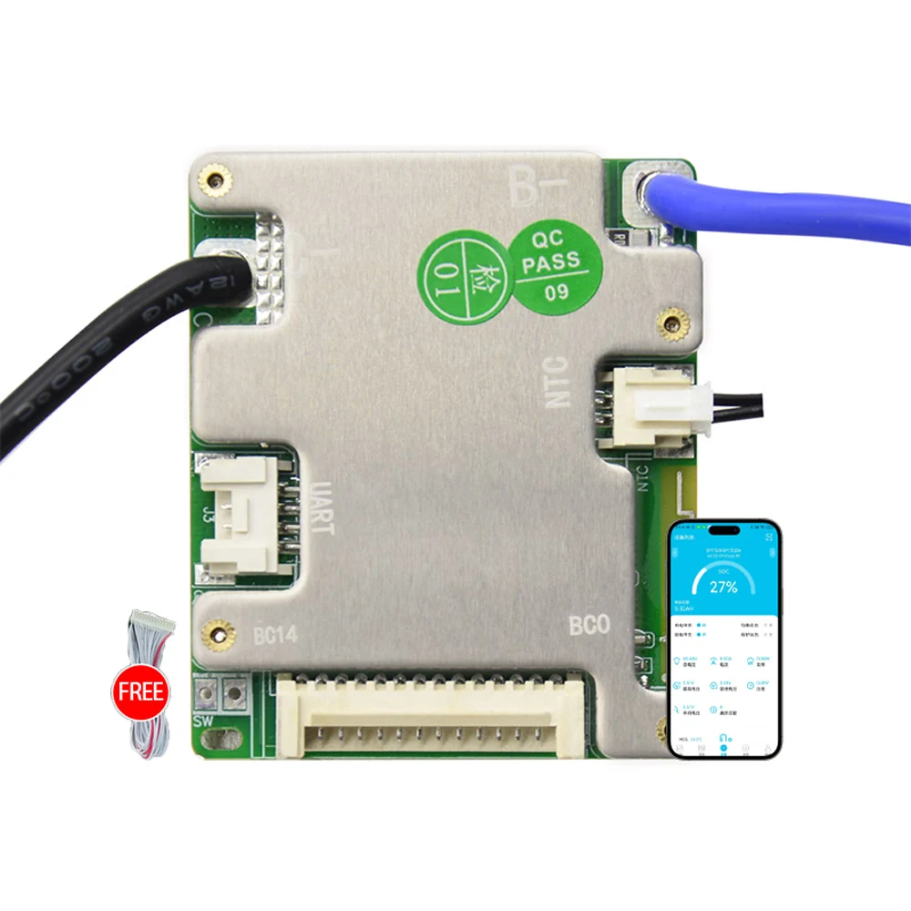 Design For E-bike 7S 8S 24V 9S 10S 11S 12S 13S 14S 36V 20A 30A 40A 50A LiFePO4 Li-ion Smart BMS with Bluetoth