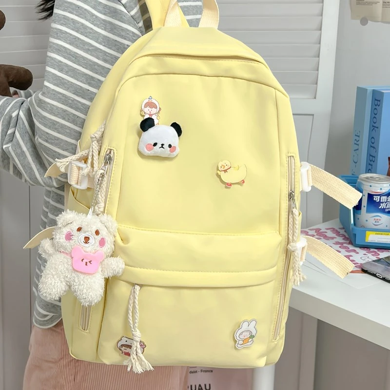 

School Bag for Women Middle High School Backpack Unisex Solid Color Waterproof Back Pack suit for Laptop Girl's Kids Book Bag