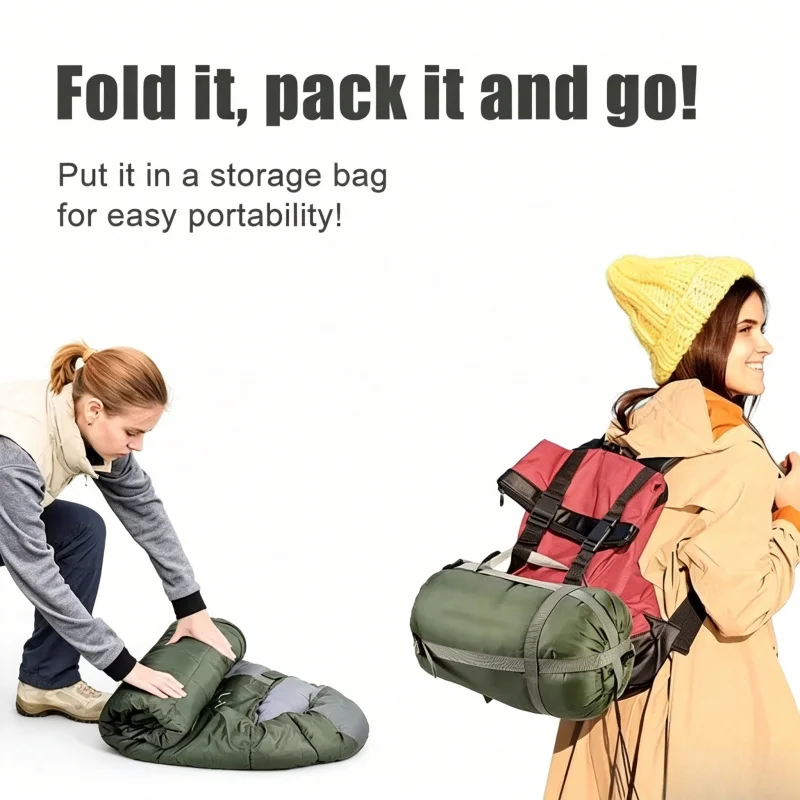 4 Season Warm Cotton Sleeping Bag Lightweight Envelope Mummy Backpacking Bag for Outdoor Camping Winter Travel