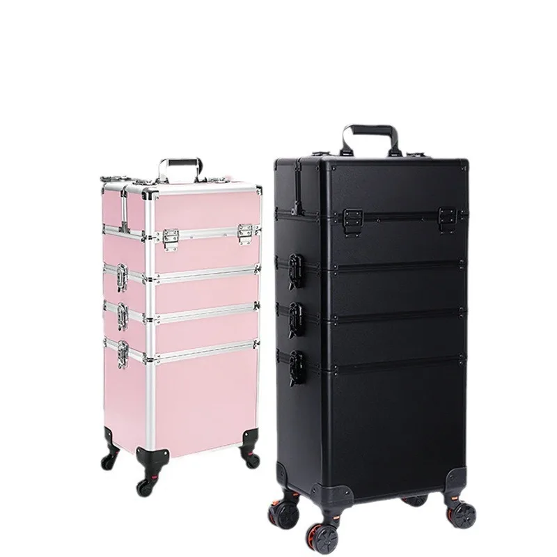 New multifunctional makeup artist trolley case aluminum alloy large capacity four