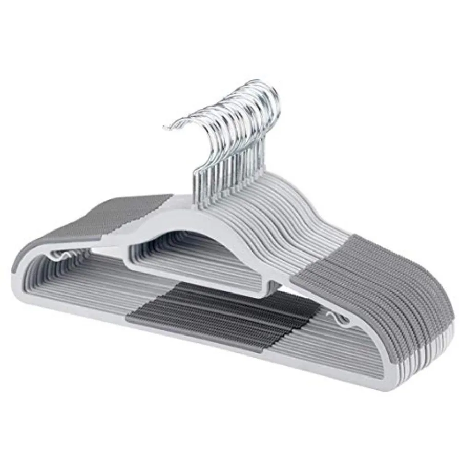 

Coat Hangers, Pack of 50 Plastic Clothes Hangers, Space-Saving, Super Non-Slip, 11lb Weight Capacity Grey