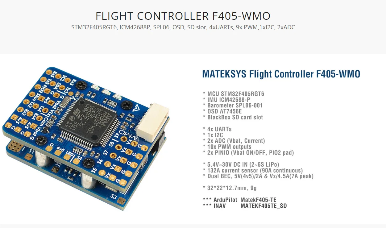 Mat-eksys F405-WMO Flight Controller Built-in ICM42688P for FPV Fixed Wing Dr-one Rc Toy Airplane view 3