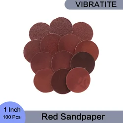 1 Inch Red Sanding Discs 25mm 100 Pcs Hook and Loop Sandpaper Assorted 60-2000 Grit for Polishing and Sanding Metal Wood Stone