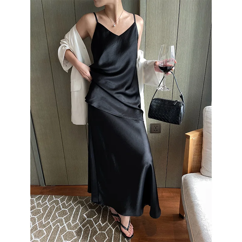 

Новинка Весна 2026: Элегантная драпированная юбка-«рыбий хвост» с запахом для женщин, из полиэстера, свободного кроя