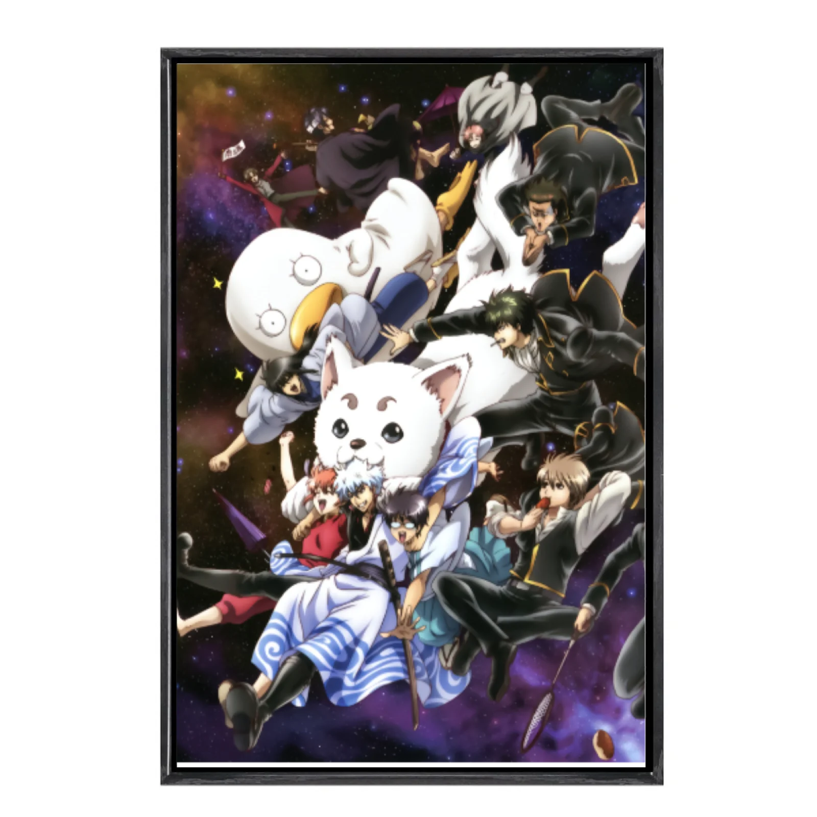Affiche en toile multi-tailles de Manga japonais, Art mural à Double cadre, décoration de maison Gintama pour salon et chambre à coucher