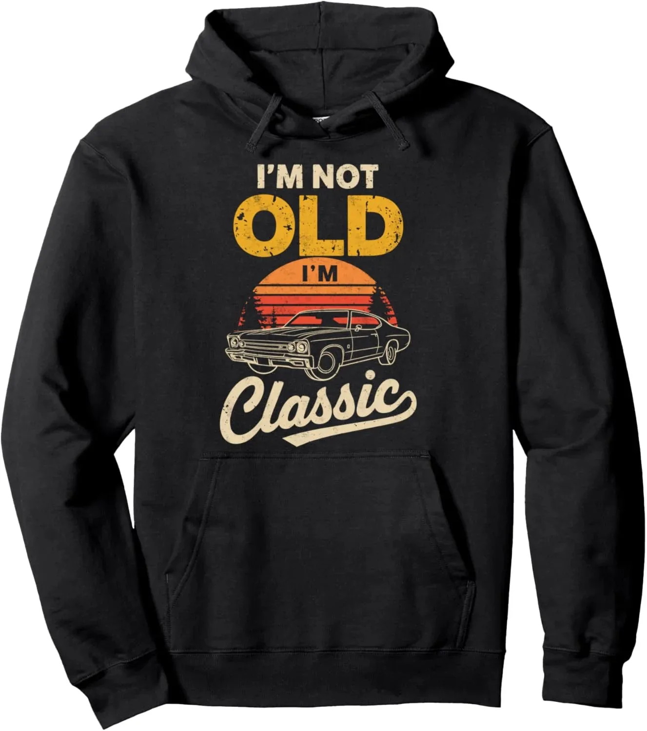 

Осенне-зимняя хлопковая толстовка с винтажным принтом автомобиля «I'm Not Old, I'm Classic», стильная ретро-толстовка для автомобилей