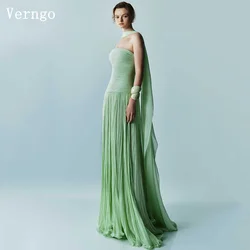 Verngo Light Green Simple Prom Gown Strapless A Line Chiffon Formal Occasion Dresses Elegant Prom Party Dress Customized