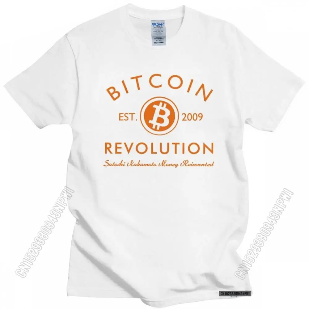 Cool Bitcoin Tshirt Men's Fashion Cryptocurrency Revolution Tee Tops No Fade Fitted Clothing Fashion T Shirt Streetwear