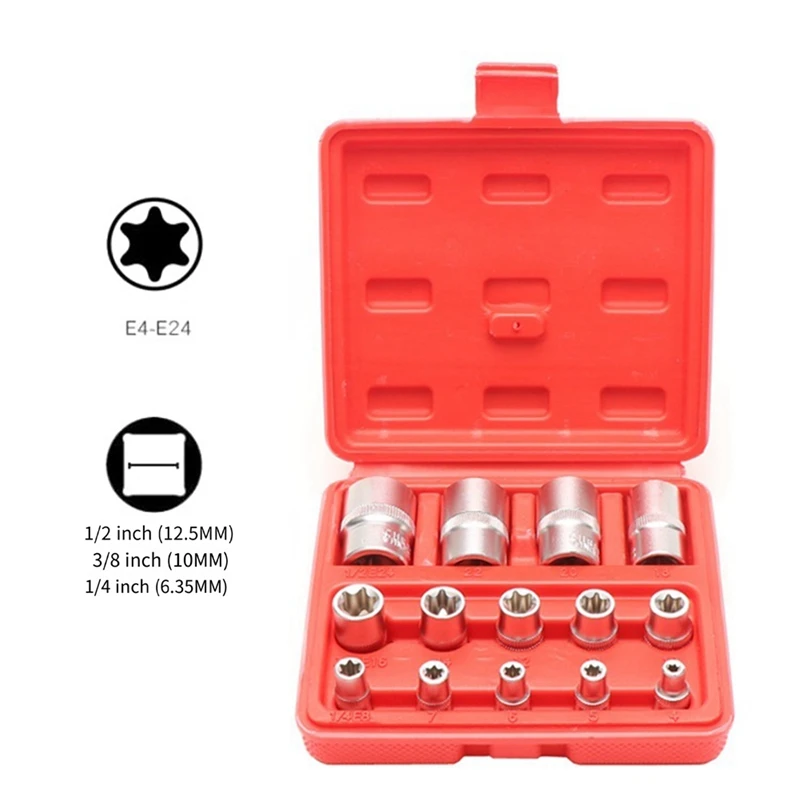 14Pcs E-Type Sleeve Combination Set Kit /6-Angle Sleeve/Blow Molding Box Set Tool/Special Maintenance Tool Set