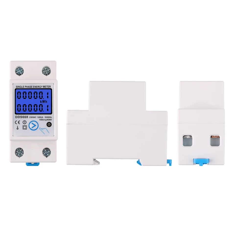 220V Digital Single Phase DIN-Rail Electric Meter – 2-Wire 4P KWh Energy Tester (20(80)A) With Pulse Output