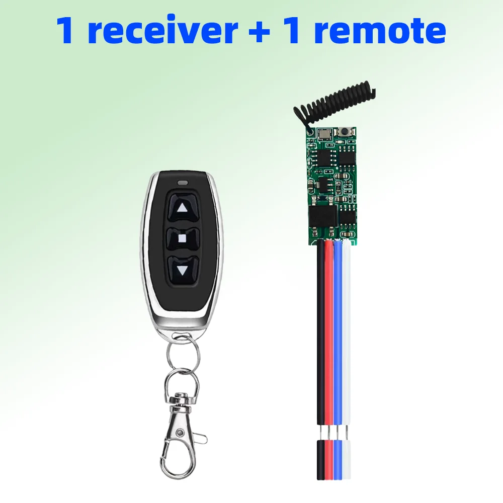

433MHz RF universal micro motor remote control switch, DC 6V/12V/18V/24V relay module, 50-meter transmitter, wireless receiver