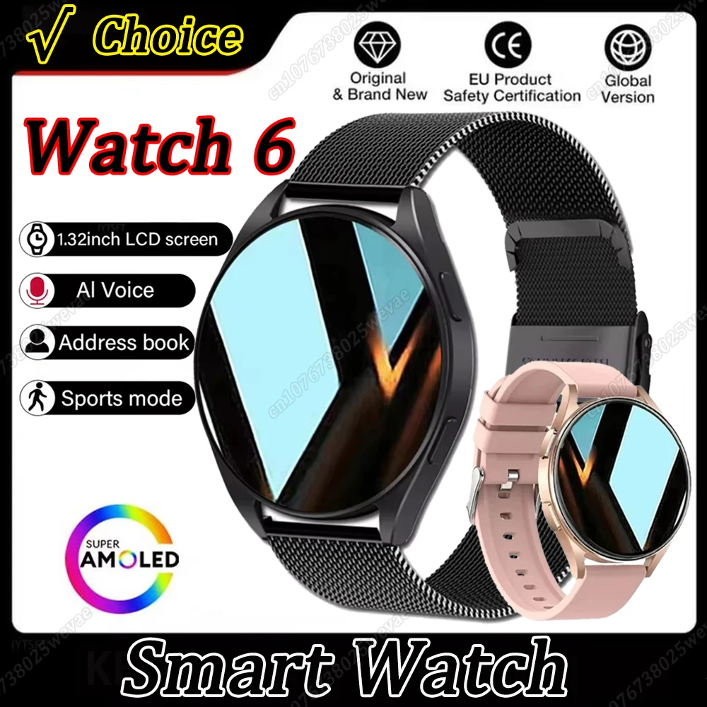 

Новые часы 6, умные часы, 2025 1,39 дюйма, Bluetooth-вызов, индивидуальные циферблаты, спортивные мужские и женские мониторы здоровья, спортивные умные часы Android IOS