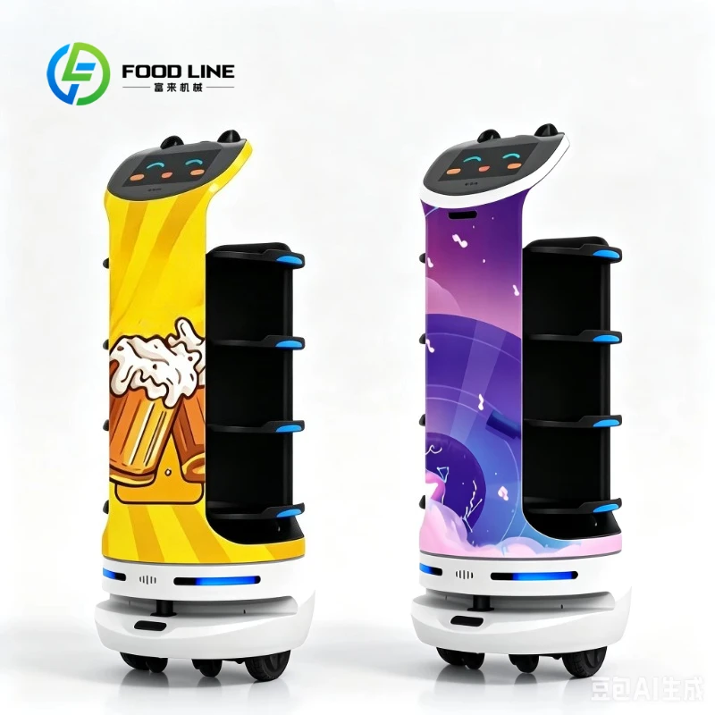 Customized Smart Catering Service Serving Robot Auto Navigation Obstacle Avoidance Rack Automatic Food Dish Delivery Robot