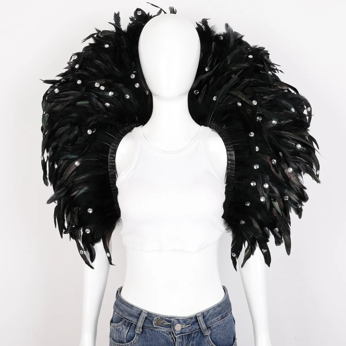 

Carnival Feather Cape Cloak Performance Ball Party Role Play Gothic Dark Scarf Neck Warmer Clothing Accessories