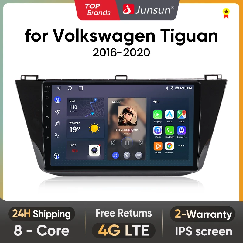 Junsun V1 AI Voice Wireless CarPlay Android Auto Radio for Volkswagen Tiguan 2 2016-2020 4G Car Multimedia GPS 2din autoradio