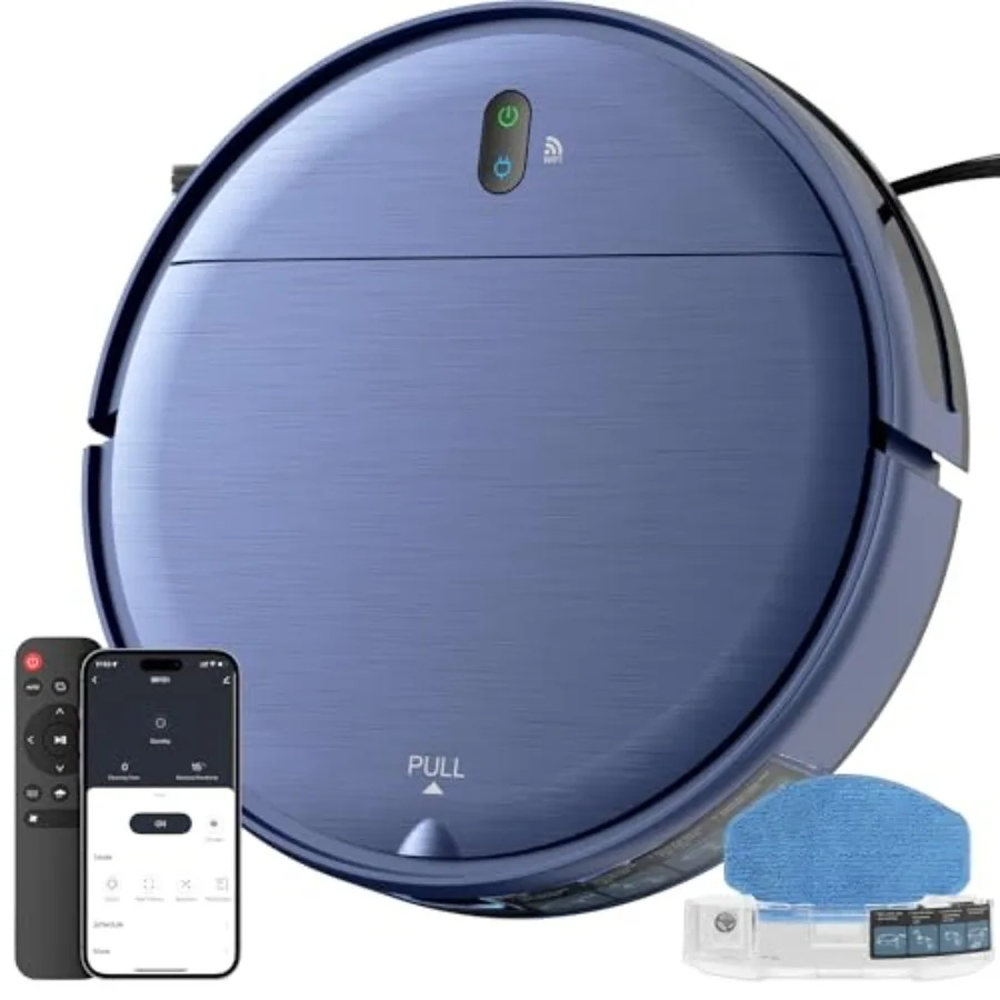 

Робот-пылесос и полотер 2-в-1 с функцией планирования, управлением через приложение, голосовым управлением, мощным всасыванием, тонкий, с автоподзарядкой, для уборки шерсти домашних животных